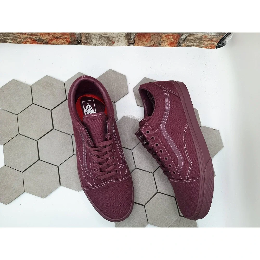 Vans OLD SKOOL Plum Wine Mono Burgundy Men Sz 9 Skateboard Shoes